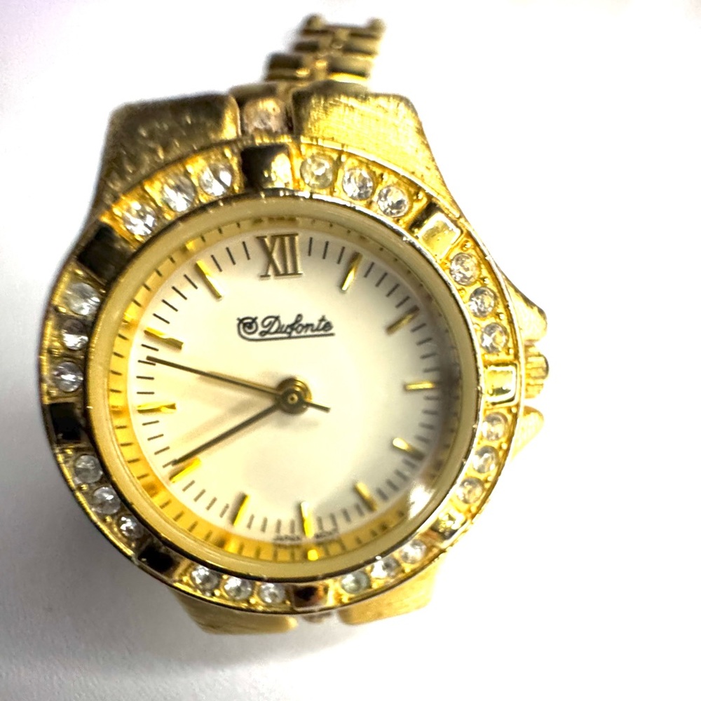New Elegant Gold Dufonte Watch with Crystals. Rare